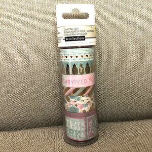 Recollections Washi Crafting Tape Pineapples Eyelashes Beauty Hearts Swans 8 Pc